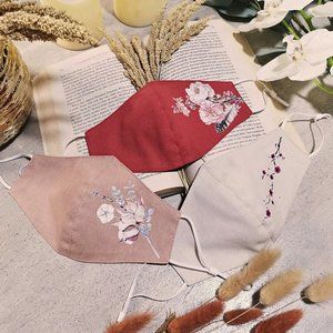 3 Pack Sakura Painted Linen  Face Masks